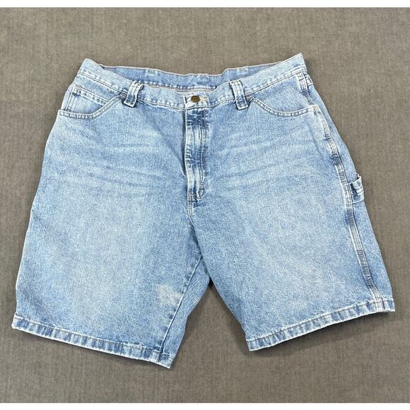 Wrangler Carpenter Shorts Men 36 Light Blue Denim Y2K Workwear Skater‎ Style - Picture 1 of 11
